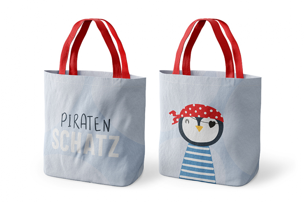 Bio Mini Stoffwollbeutel/Shopper "Piratenschatz" - Kleine Lieblinge